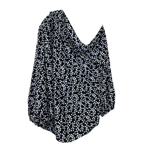 SALONI - NWT Women’s ‘Ness’ Silk Off-Shoulder Top in Mono Knots, Black Size 0 US - Picture 13 of 15